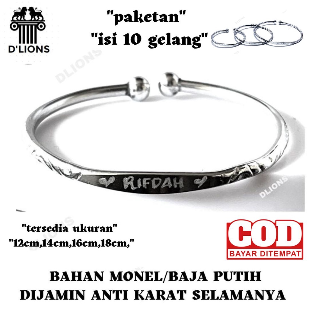 PAKETAN 10 GELANG MONEL TRIBUSONO,GELANG ANAK MONEL,GELANG KESEHATAN ANTI KARAT,1 QUANTITI ISI 10,FREE UKIR NAMA