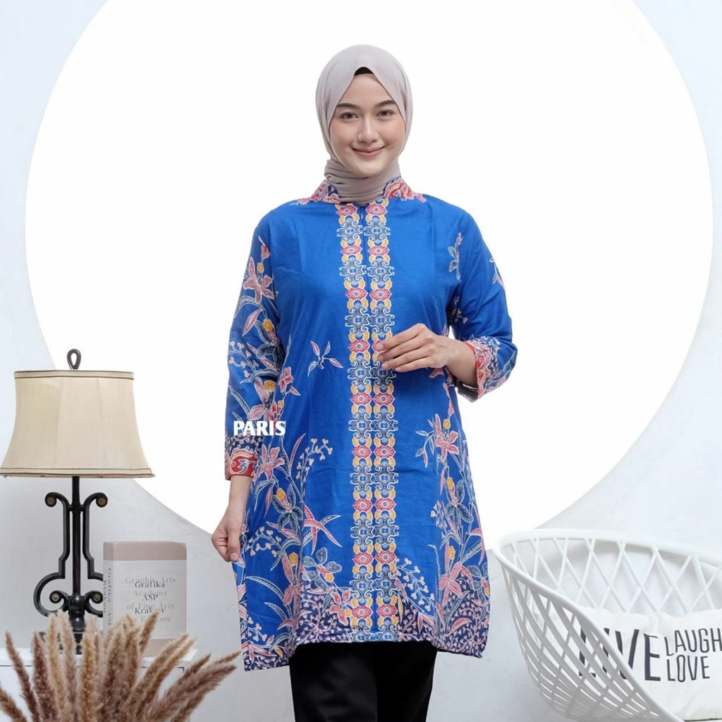 Baju Batik Wanita Jumbo Kekinian Lengan Panjang Tunik Batik Terbaru Katun Primis Unggul Jaya