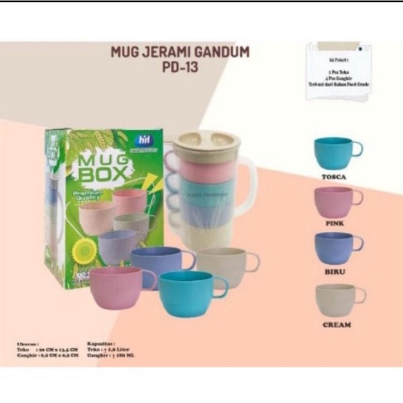 Teko Set/Mug Box Jerami 4In1 Haha Product Premium Quality