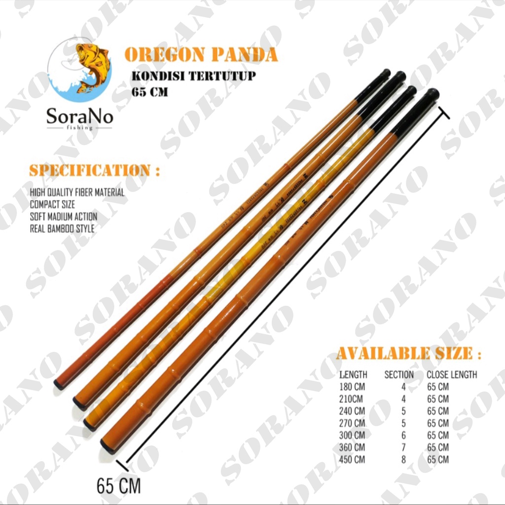 JORAN PANCING TEGEK OREGON PANDA CARBON ROD WALESAN 180  210  240  270  300  360  450 CM