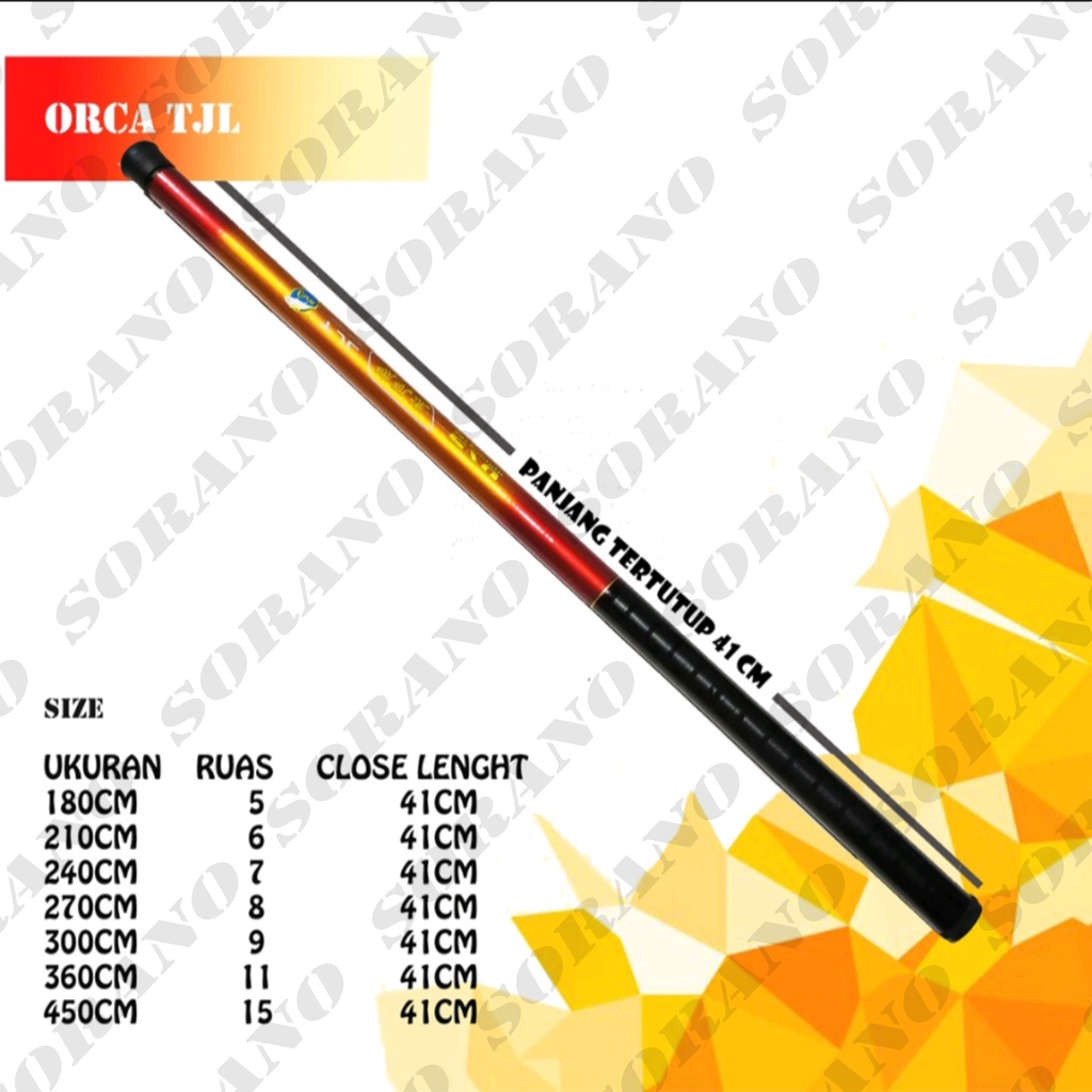 JORAN PANCING TEGEK ORCA TJL CARBON ROD WALESAN 180  210  240  270  300  360  450 CM