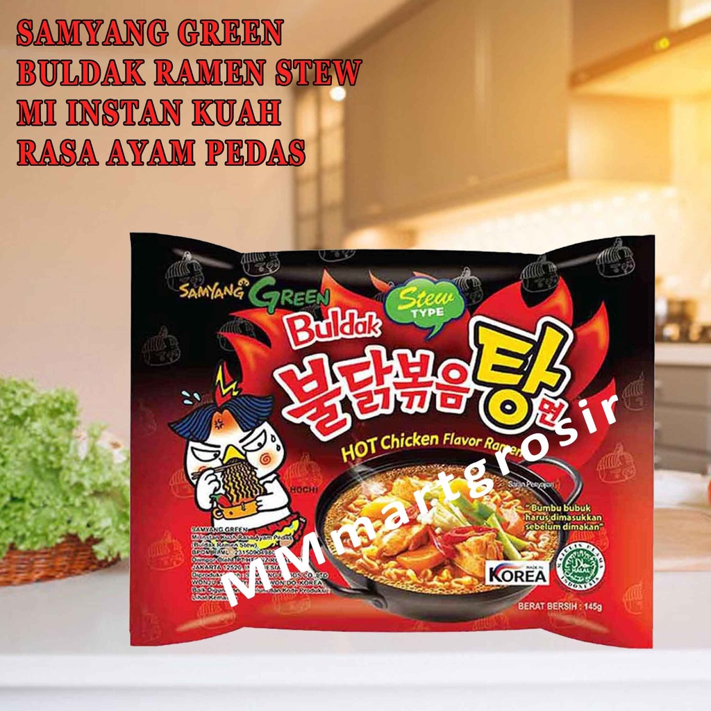 Samyang Green/ Buldak Ramen Stew/ Mi Instan Kuah/ Ayam Pedas/145g