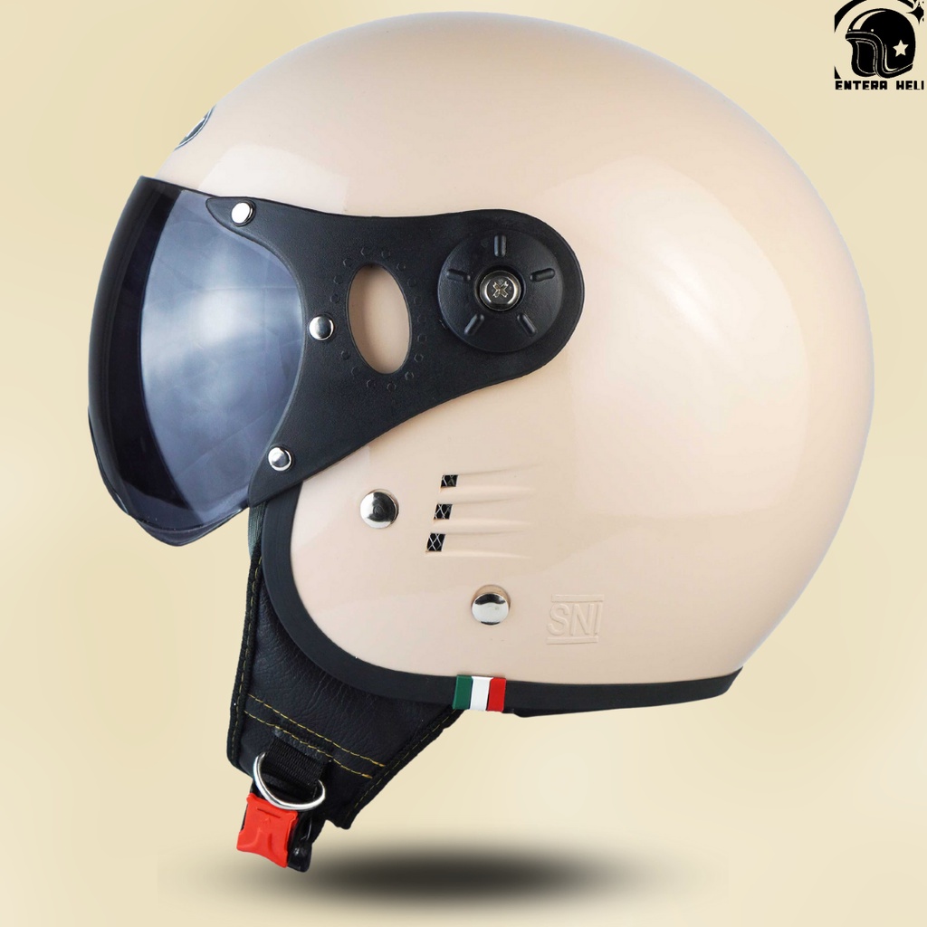 Helm Bogo Retro Pilot Ori Pria Wanita Hijab Dewasa Warna Terkini SNI