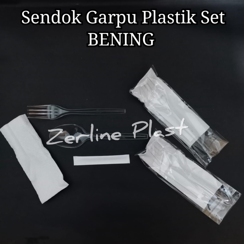 Sendok Garpu Plastik Set Higienis (BENING-HITAM)