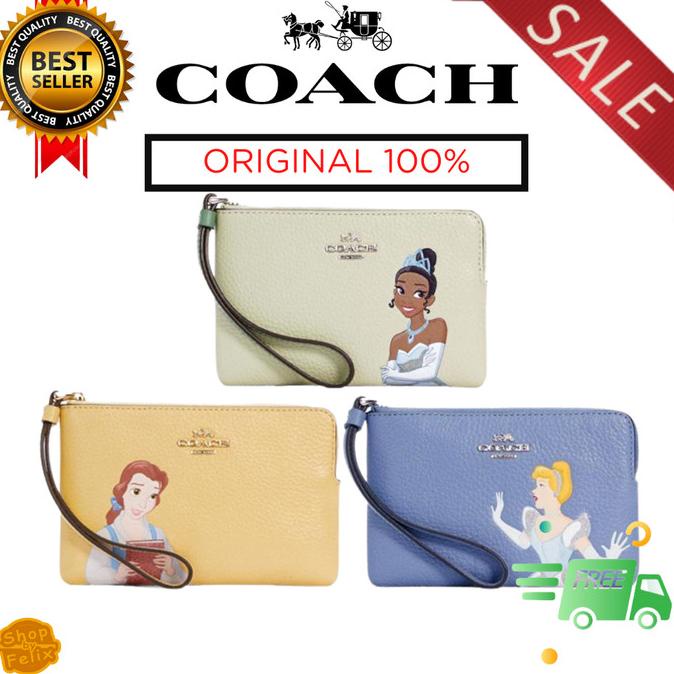 PROMO COACH X DISNEY CORNER ZIP WRISTLET PRINCESS CINDERELLA BELLE PROMO