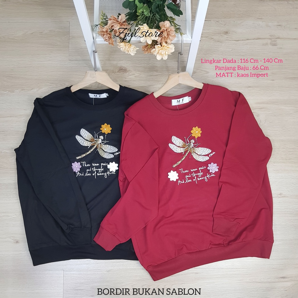 ZJUL (COD) - KAOS BORDIR CAPUNG OVERSIZE XXXL IMPORT PREMIUM / KAOS WANITA IMPORT / ATASAN WANITA / 