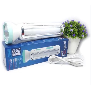 Senter PUSH ON 10W + Lampu Emergency 20w FL 1705 LED Sinar Putih Terang Cas Baterai Lithium Flash Light Batre Belor Rechargeable Lamp Darurat Emergensi FL-1705 Awet Termurah Berkualitas