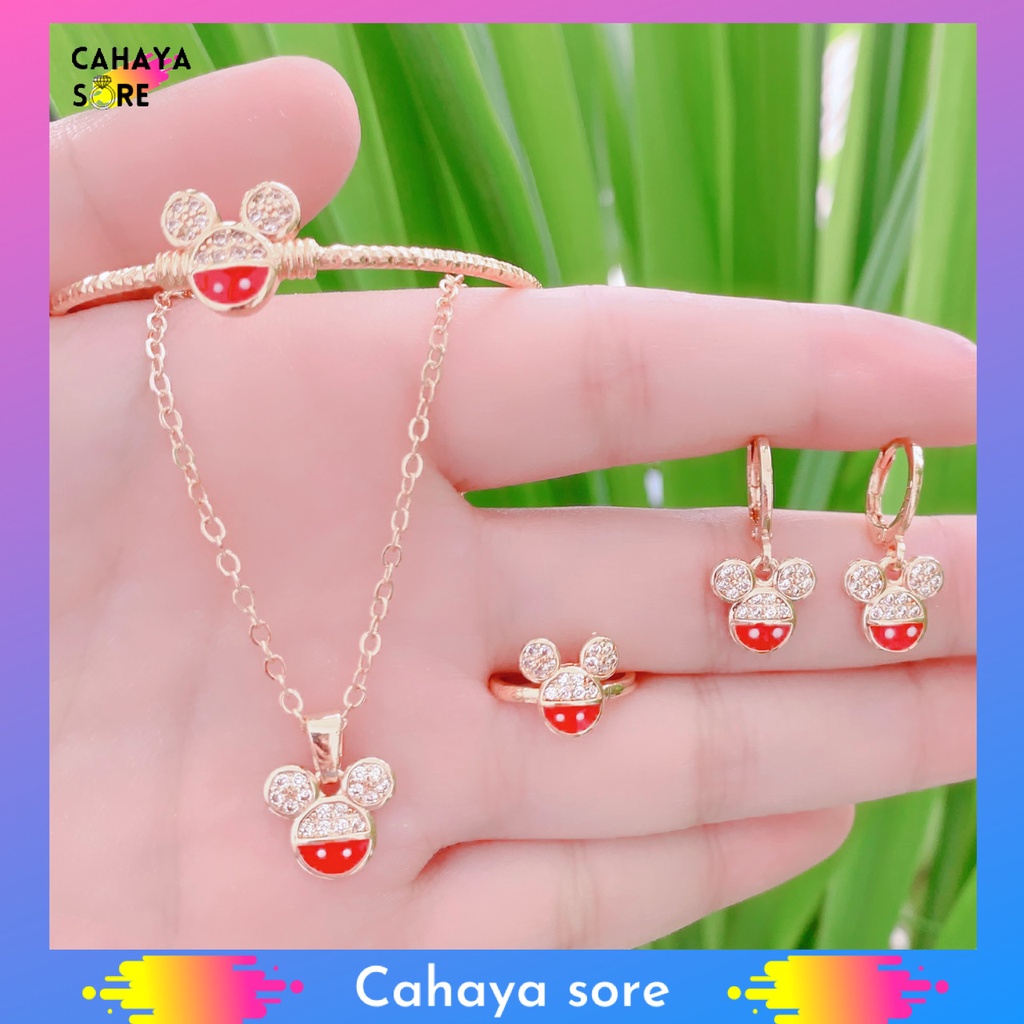 Xuping Set Gold Perhiasan Set Anak Motif Permata Mickey Mouse XA01