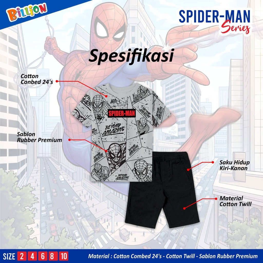 Setelan Short Pant Spideman series by Billion