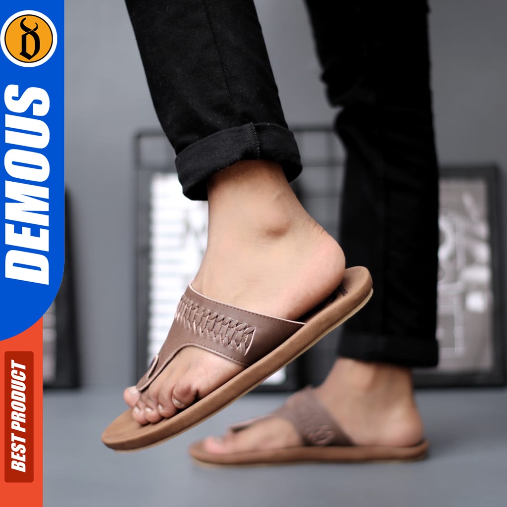 DEMOUS Hode - Sandal Jepit Pria Kulit Asli Terbaru