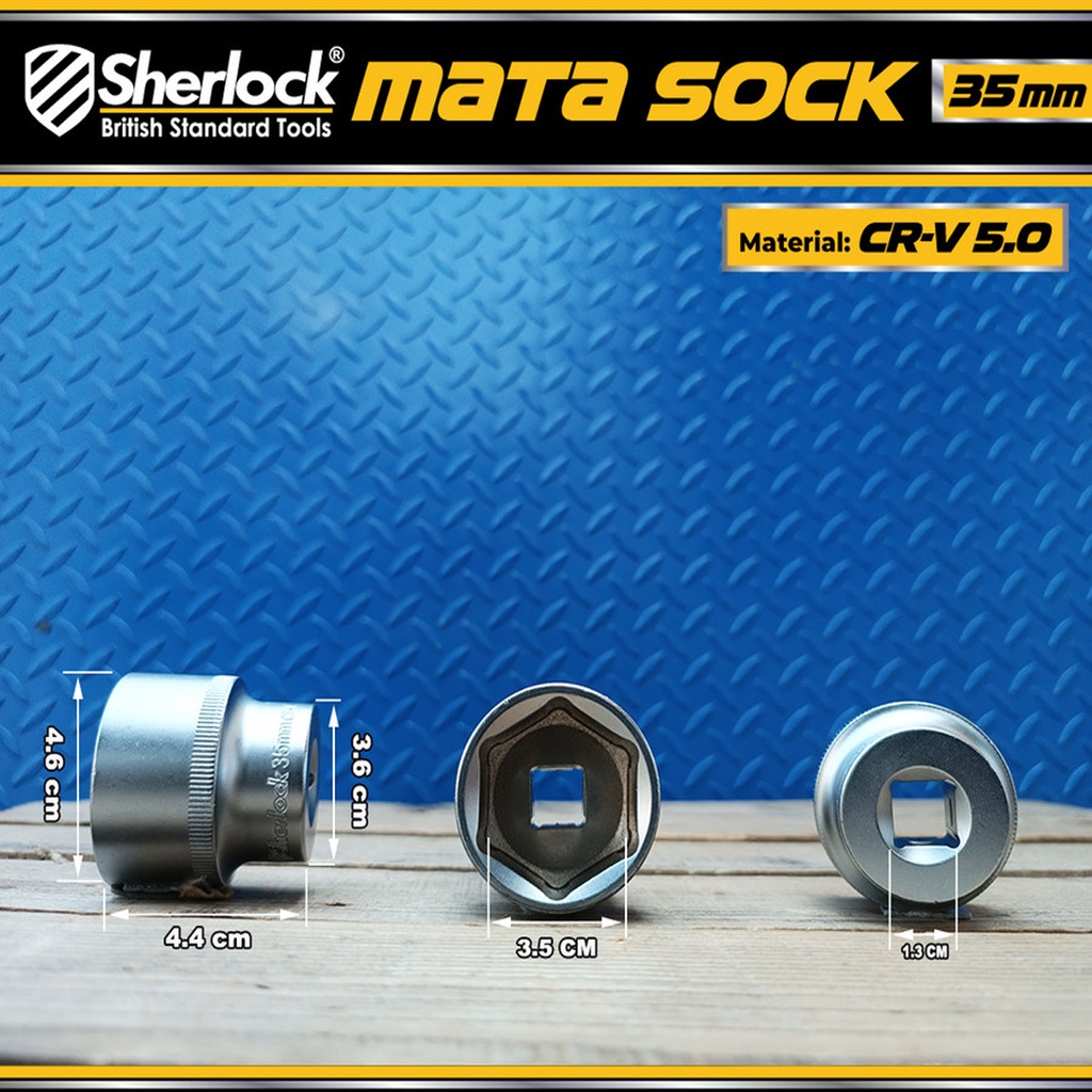 Kunci Shock 35 mm 6 PT Original Sherlock Mata Sok/Sock 1/2 inch