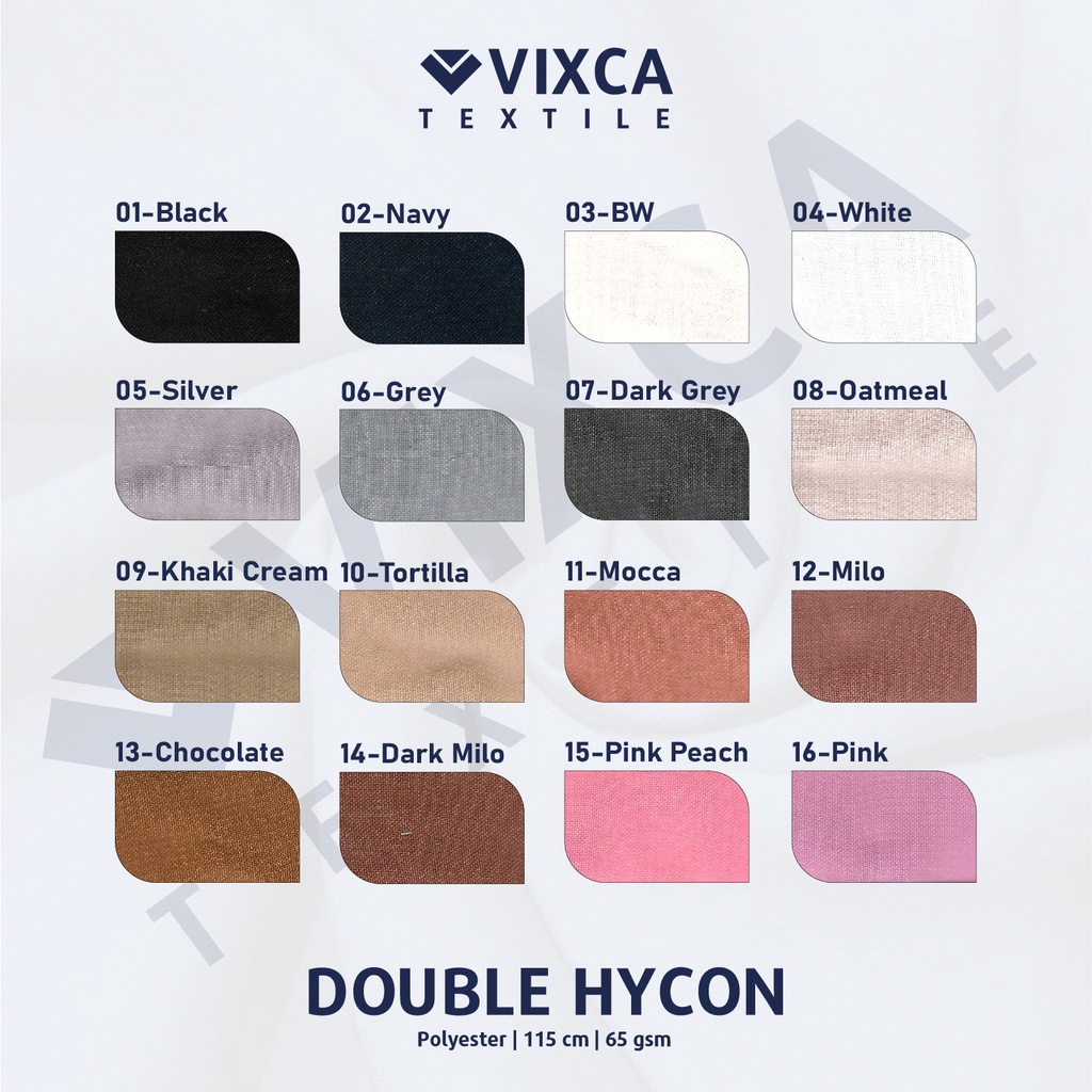 [PER 1,15 M] NO 01-25 Kain Bahan Double Hycon Lebar 115 cm Sifon Chiffon Fine Finne Vine Vinne Polycotton Potton Hijab Premium Polos Polosan ECER 115 CM CENTIMETER METER METERAN