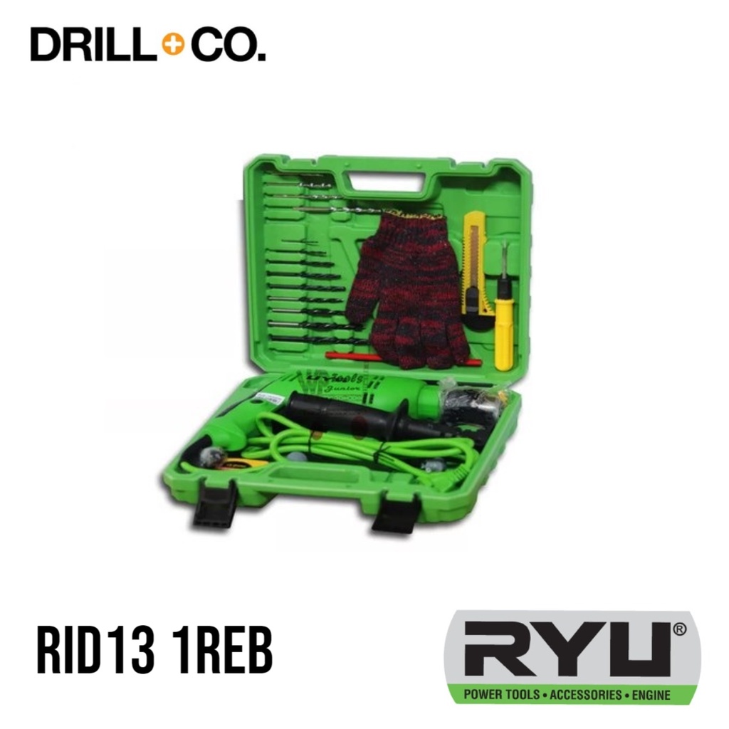 RYU Impact Drill PAKE KOPER 13mm SET 27pc / bor set / mesin bor 13mm set RID13-1REB