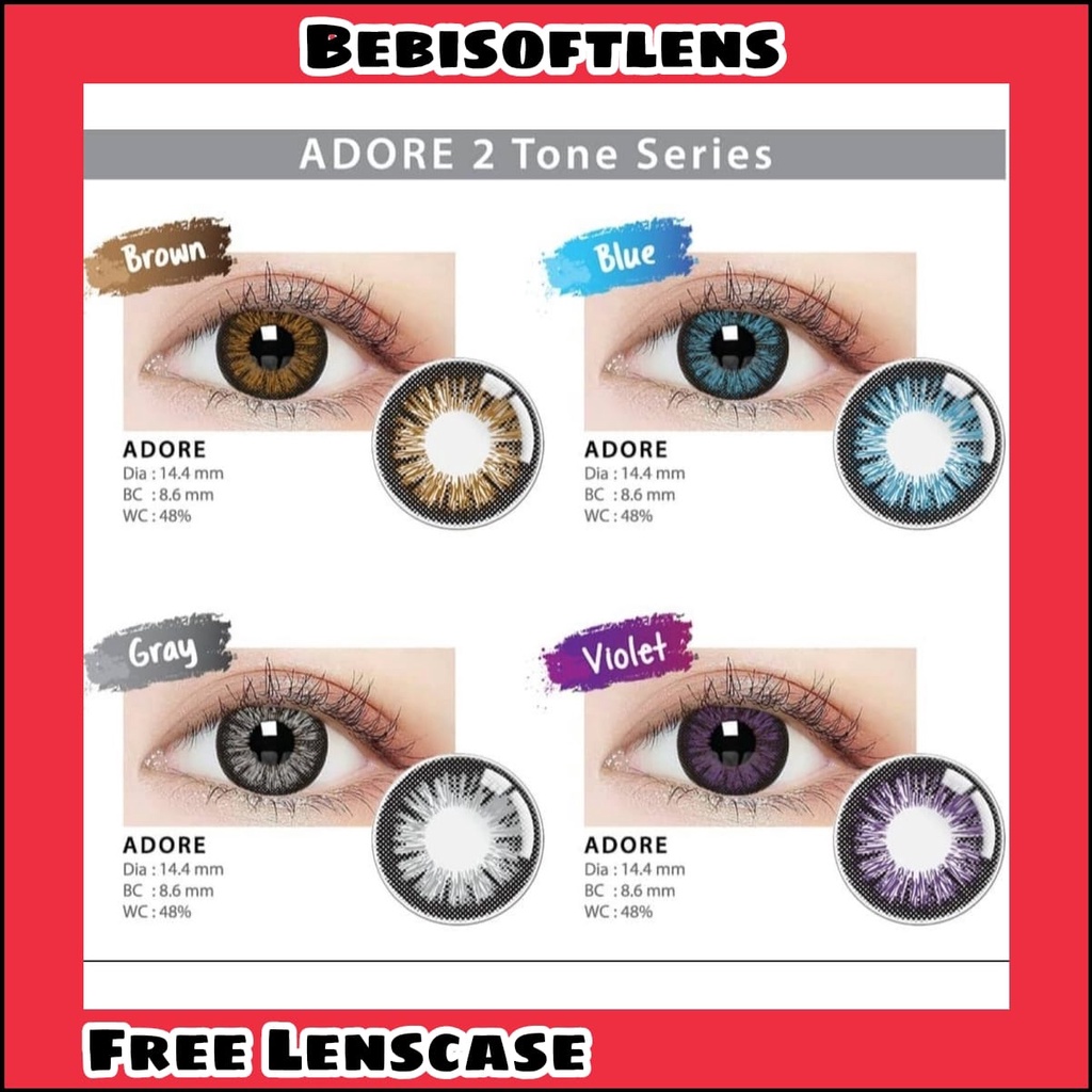 Softlens Living Color ADORE DIA 14.40mm NORMAL &amp; MINUS GREY BROWN BLACK (-0.50 S/D -3.00) GRAY 2T 1T Lensa Kontak