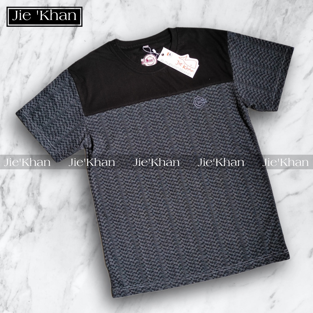 JIE KHAN L Kaos Cowok Combat Kombinasi 2 TONE Kaos Pria Lengan Pendek L