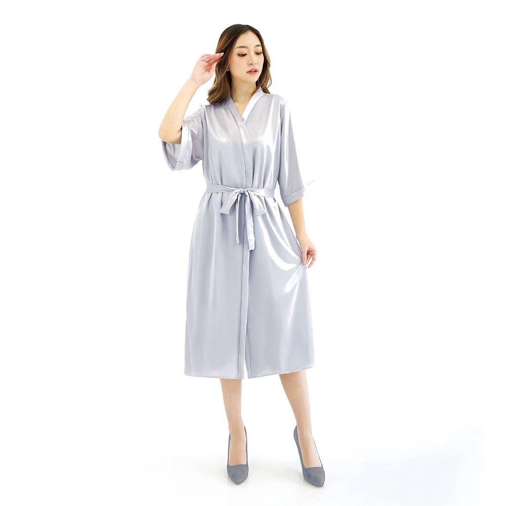 FOLVA Kimono Set Wedding Bridesmaid Robe Baju Tidur Satin 1516SSET