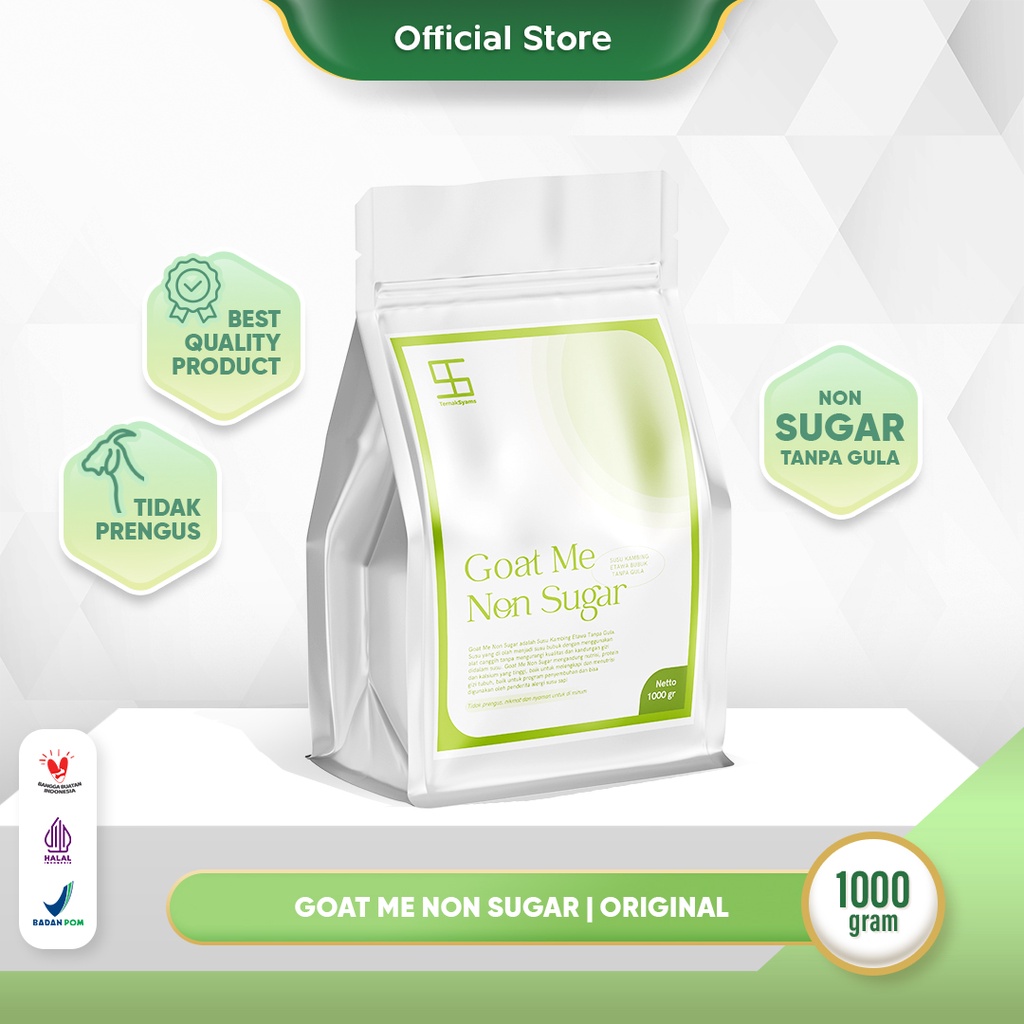 Ternak Syams - Goat Me Non Sugar Susu Kambing Etawa Bubuk Tanpa Gula 1000 gram 1 KG Kilogram Ternak Syams Goat Milk Powder Non Sugar asli original natural etawaku platinum SR12 premium