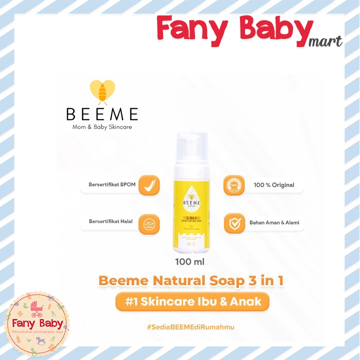 BEEME NATURAL SOAP 3IN1 WITH HONEY &amp; EMONGRASS 100ML