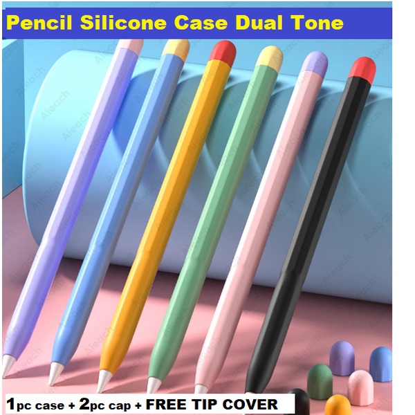 Apple Pencil Soft Silicone Case GEN 1/2 dual Tone FREE Tip Cover