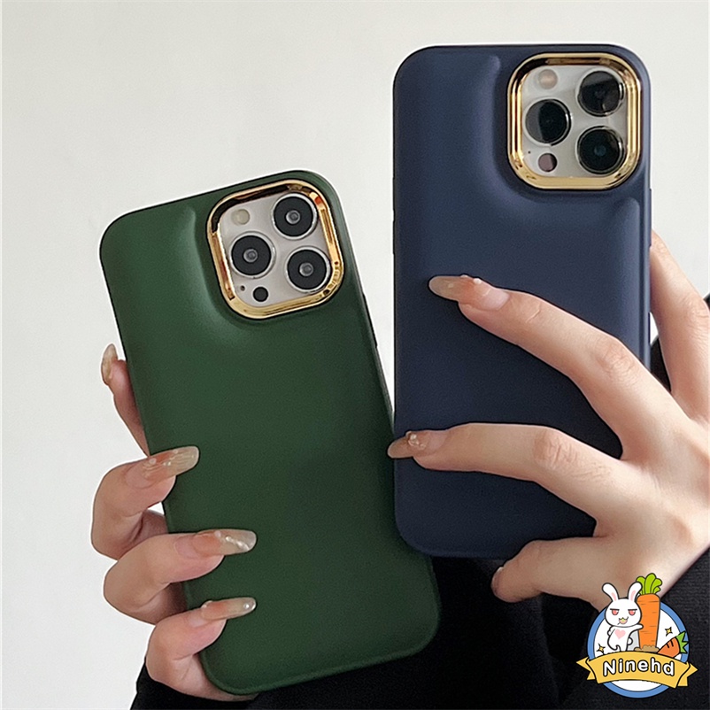 Casing Compatible for iPhone 14 13 12 11 Pro Max SE 2020 XR X XS Max 7 8 6 6s Plus SE 2020 Pure Premium Metal Simple Solid Color Air Cushioned Phone Case High Quality Soft Silicone Simple Style Phone Cover Anti-drop Anti-dirty Round Lens Protective Case