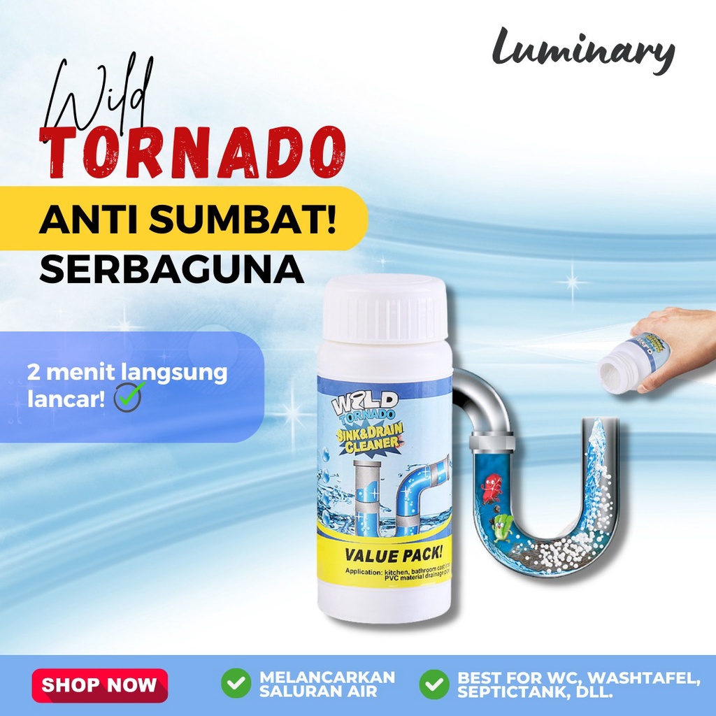 WILD TORNADO Pembersih Pipa Toilet Tersumbat/ Anti Mampet Wastafel/ Pembersih Pipa Saluran Air