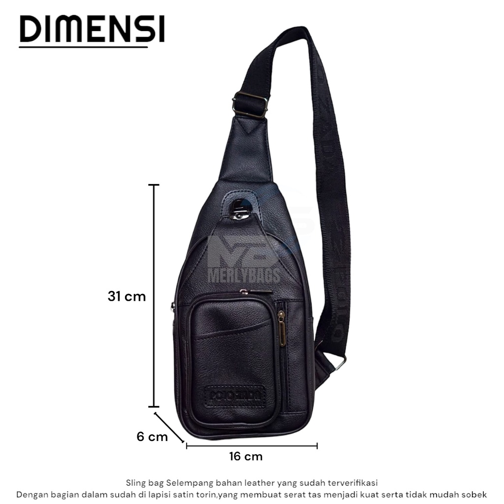 Sling Bag Pria | Tas Selempang Bahan Kulit Premium Multifungsi