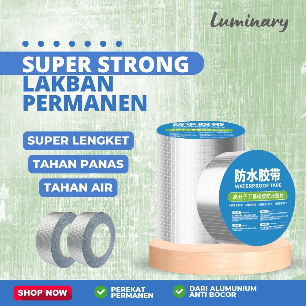 Aluminium Foil Butyl Rubber Waterproof Tape / Lakban aluminium Anti Bocor Uk Lebar 10cm x Panjang 5m