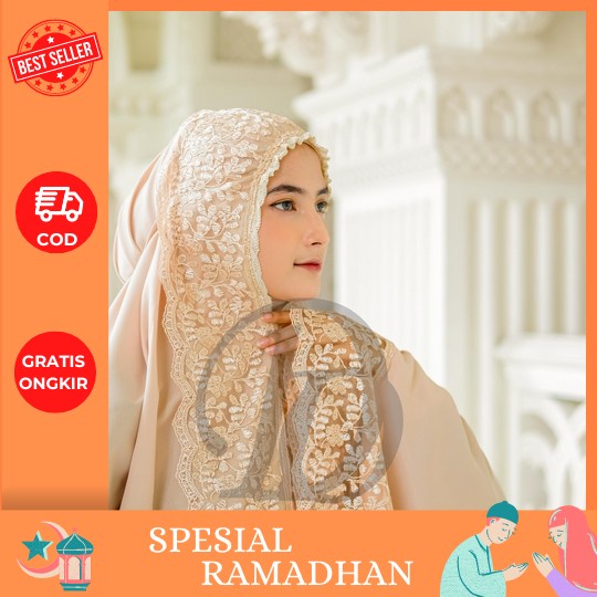 Mukena Dewasa Syahbani Tas Khadijah Katun Bordir Jumbo Adem Floraleena Mukena Khadijah Renda Twotone