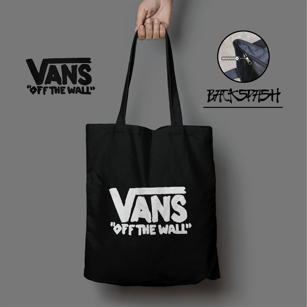 Totebag Tas Vans Custom HItam Pria Wanita