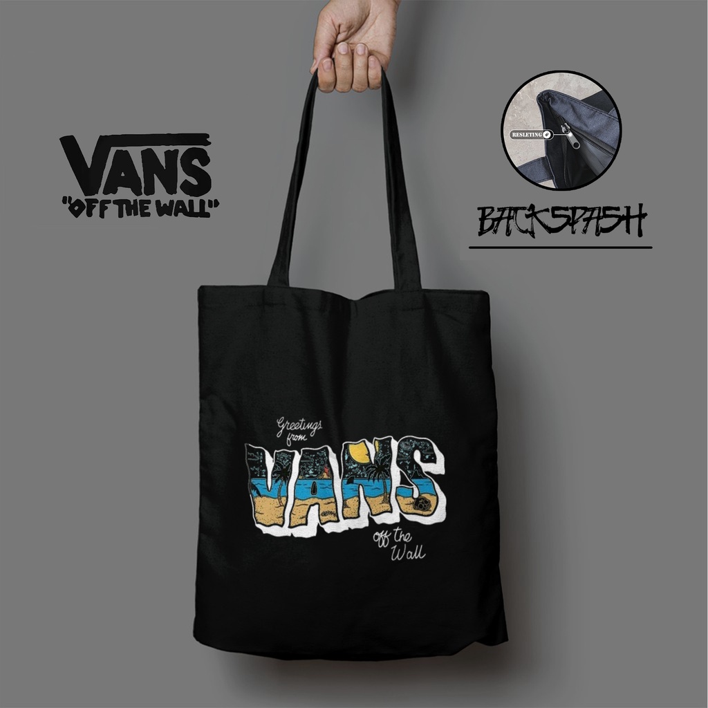 Totebag Tas Vans Custom HItam Pria Wanita