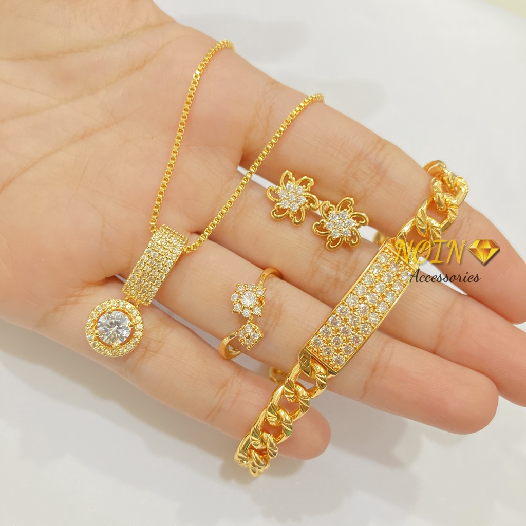 Set Perhiasan Lapis Emas Dewasa Permata Aksesoris Fashion