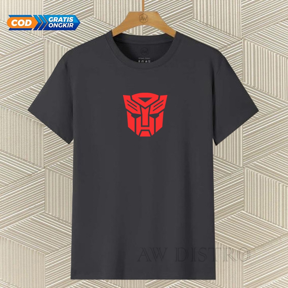 COD Baju Kaos Distro Transpormers Tex Merah Premium Quality Lengan Pendek