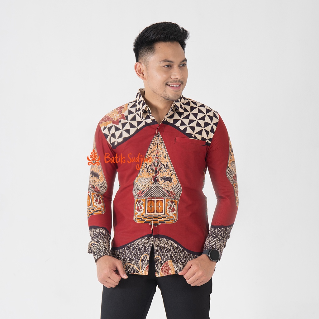 SUDJIWOBATIK 1133 Hem Kemeja Batik Pria Cowok Laki Laki Lengan Panjang Premium Lapis Furing Solo Laweyan Original