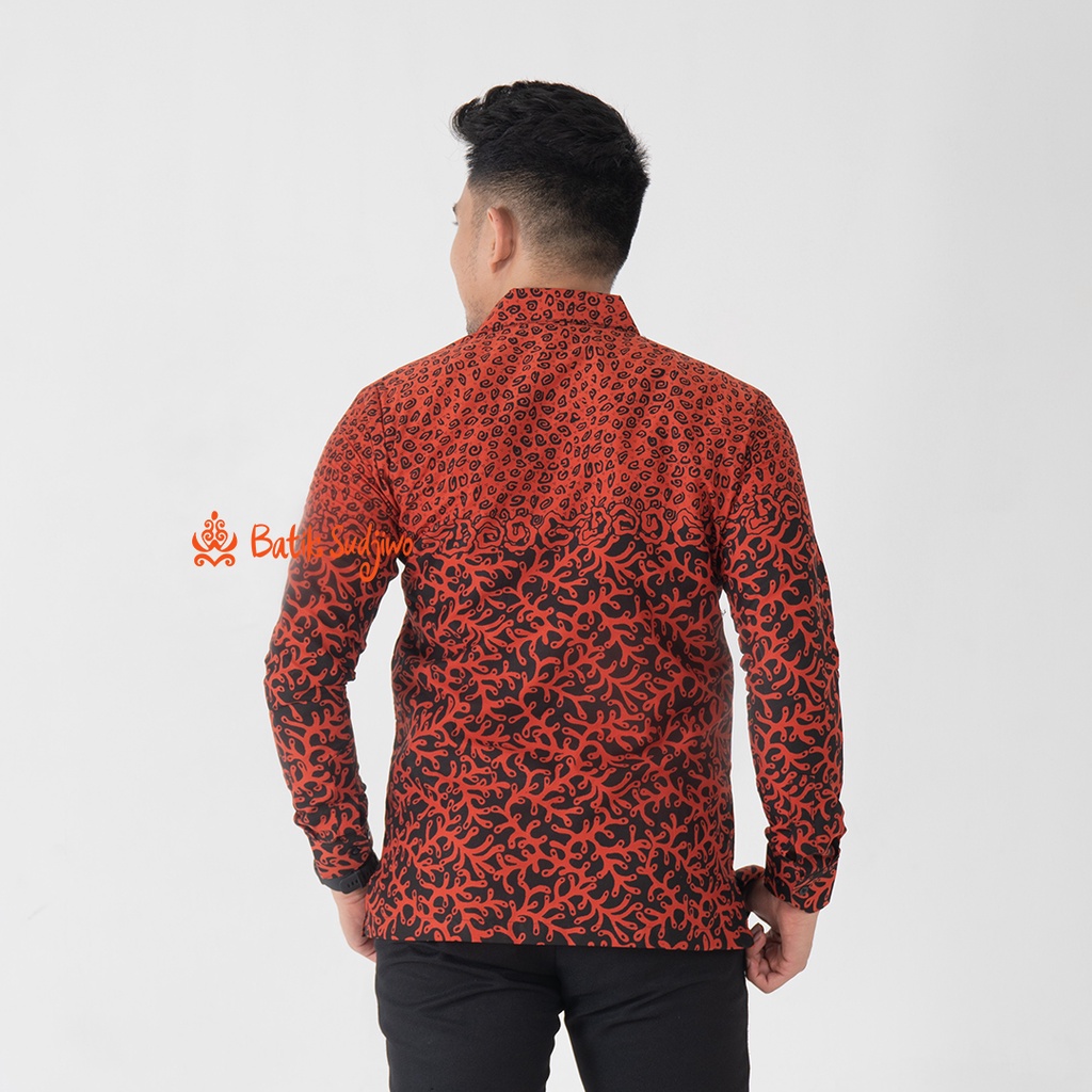 SUDJIWOBATIK 1154 Hem Kemeja Batik Pria Cowok Laki Laki Lengan Panjang Premium Lapis Furing Solo Laweyan Original