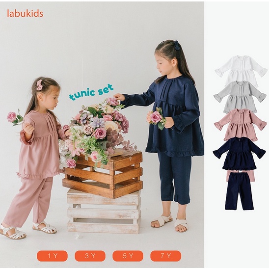 Labu Kids Rumi Tunic Set - Setelan Tunik Anak Perempuan Raya Collection Celana Panjang Setelan