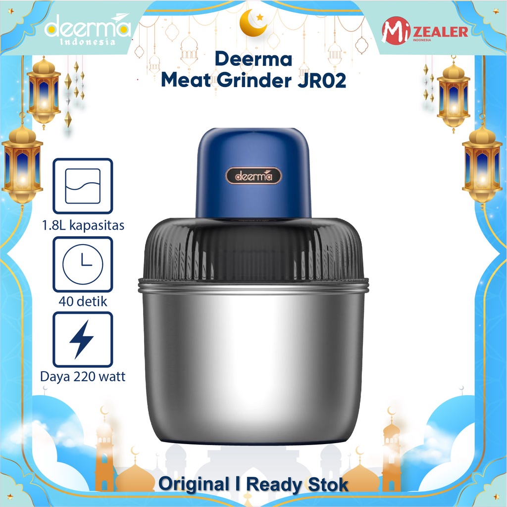 【NEW】Deerma JR02 Penggiling Daging Electric Meat Grinder 1.5L +1.2L Household Kitchen Safety Meat Slicer Mincer Cutter With Double Bowl