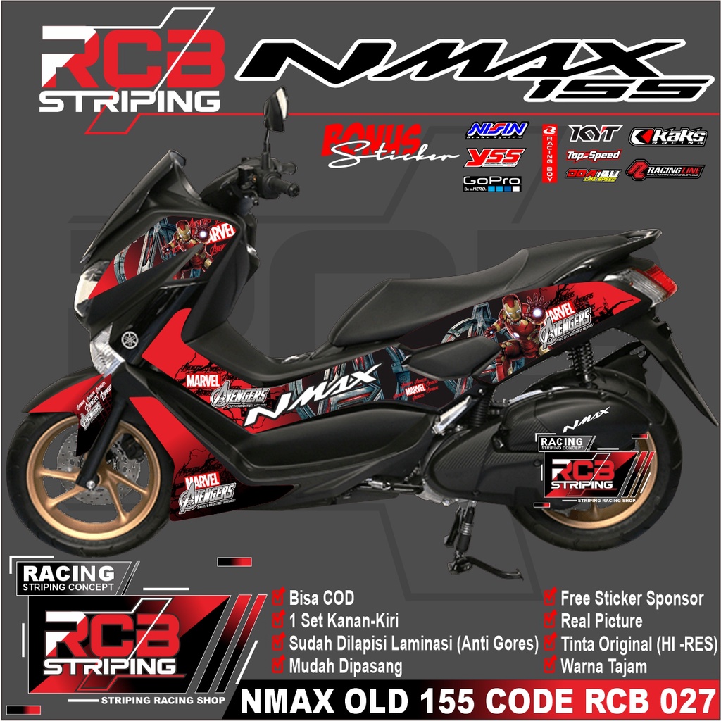 Striping Nmax  N Max Lama 2015 2016 2017 2018 2019 Variasi Sticker Lis Stiker Motor Nmax Old Rcb 027