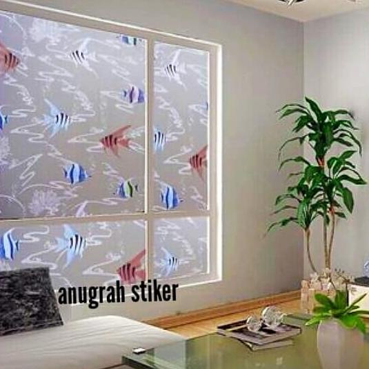 Sticker kaca stiker kaca motif ikan aquarium
