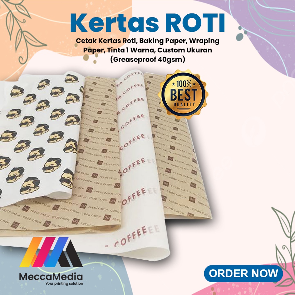 

Kertas Roti Kebab Burger 20 x 20 cm Foodgrade 40gsm Custom Logo
