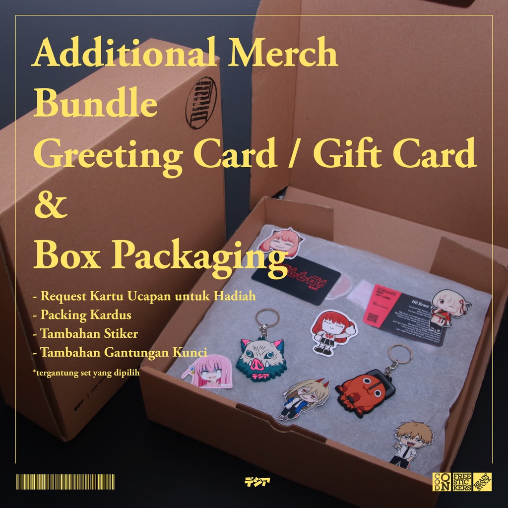 

BOX PACKAGING Bundle Greeting Card Kartu Ucapan Merchendise Stiker Key Chain Anime Tambahan DJA CLOTH