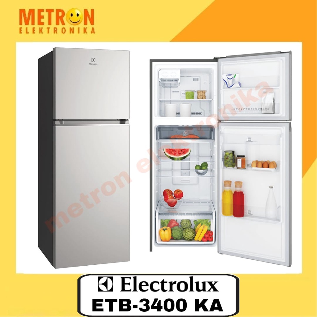 ELECTROLUX ETB 3400 KA - ARCTIC STEEL - LEMARI ES 2 PINTU INVERTER 312 LITER