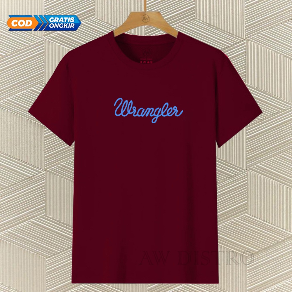 COD Baju Kaos Distro Waler Text Sky Blue  Premium Quality Lengan Pendek