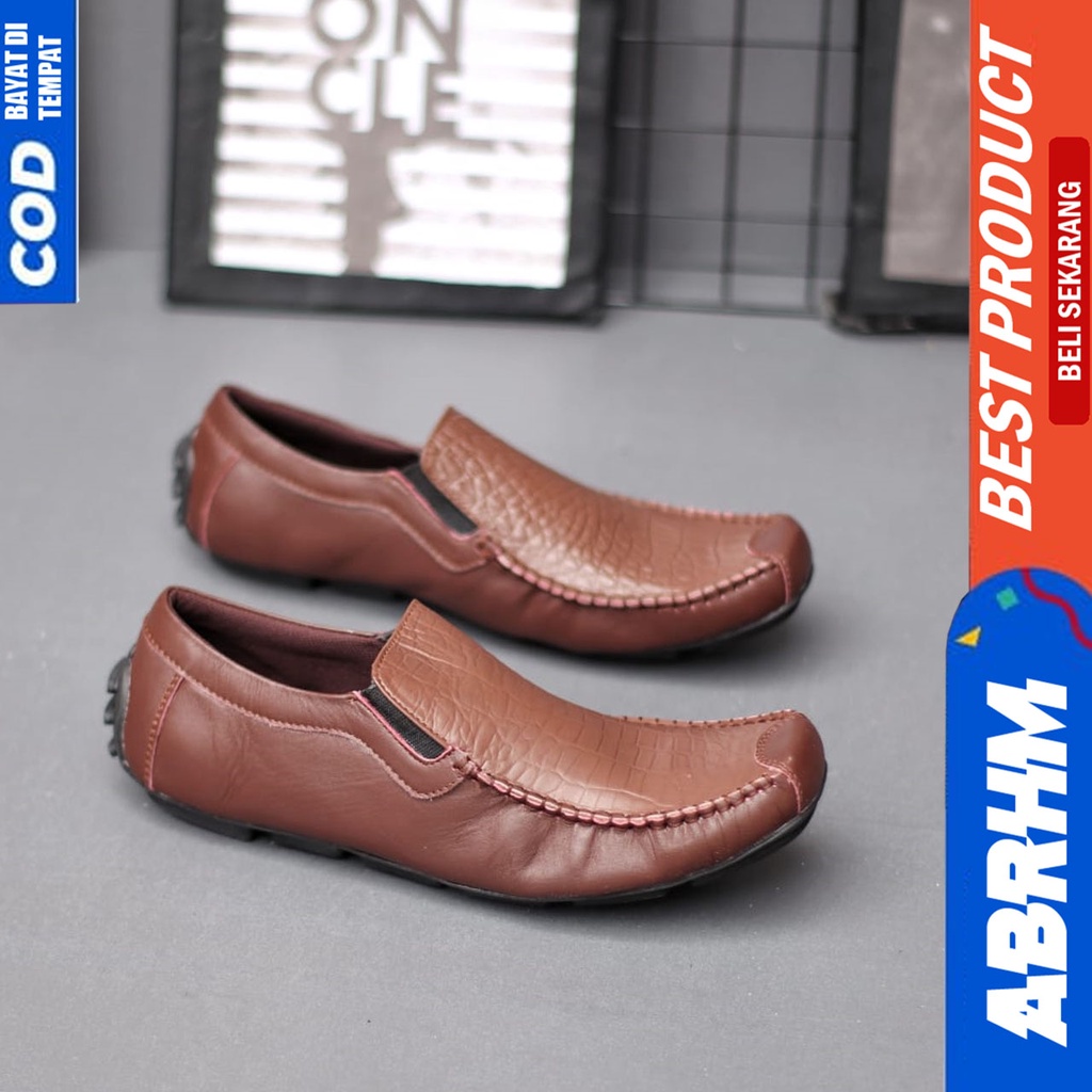 Sepatu Formal Pria Kulit Asli Casual Kerja Kantor Hitam Abrhm Asbuol