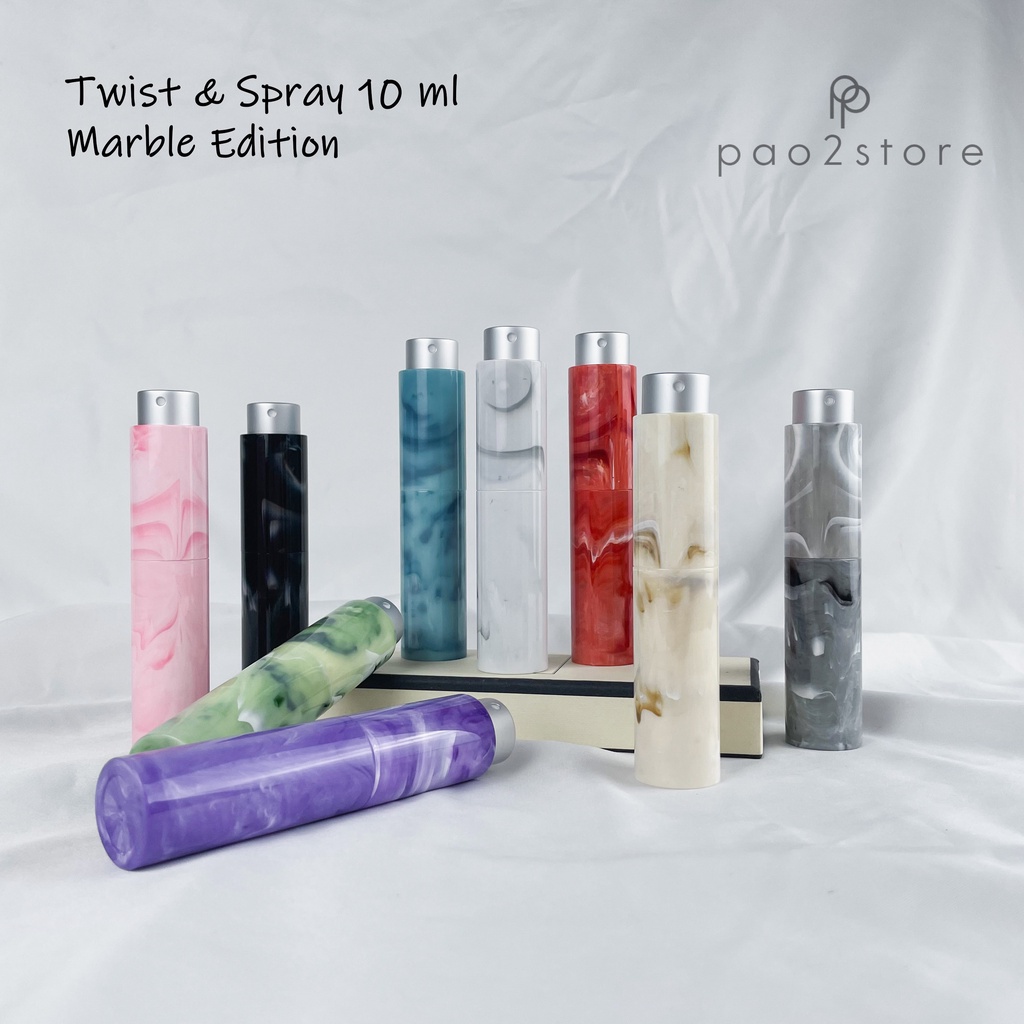 Botol Parfum Twist and Spray 10ml MARBLE Edition - Refillable Mini Travel Size Perfume Decant