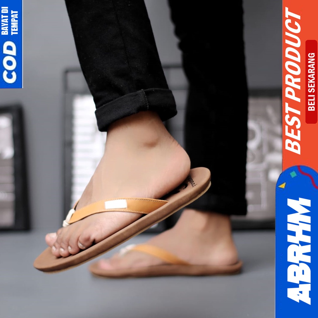 Sandal Jepit Pria Kulit Asli Sendal Japit Pria Original Abrhm