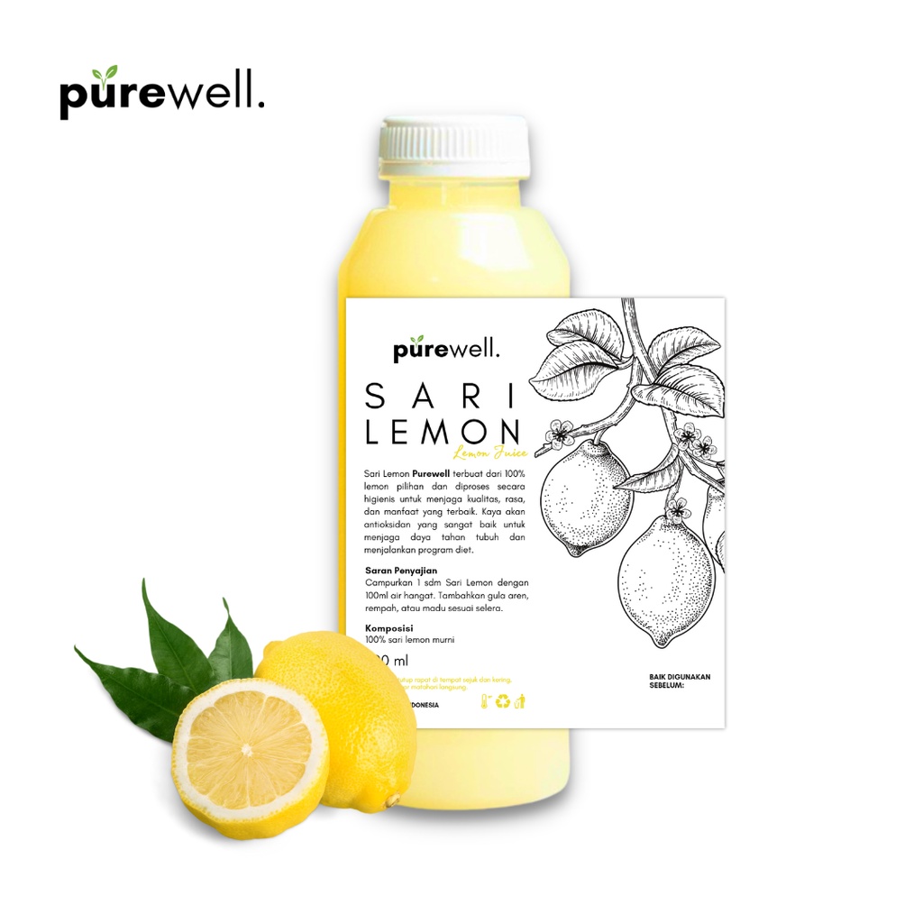 Purewell Sari Lemon 1000ml / Air Lemon Murni 1 Liter / 100% Fresh Lemon Juice Jus Diet Detoks Detox Alami 1L