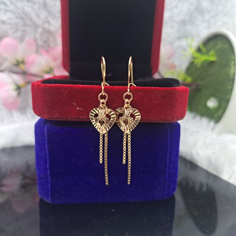 Anting jepit panjang simpel Terbaru yaxiya lapis emas 24k COD