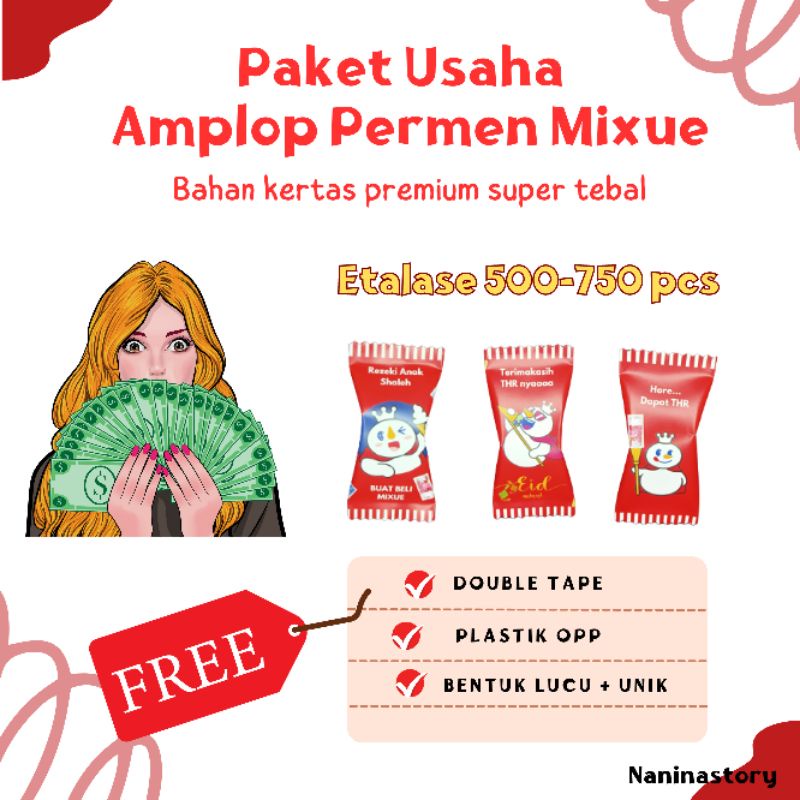

Paket Usaha Amplop Permen Mixue Amplop Lebaran Unik