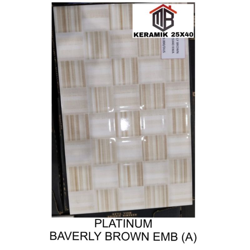 Keramik Dinding Kamar Mandi Platinum Beverly Brown Embossed 25x40 kw1
