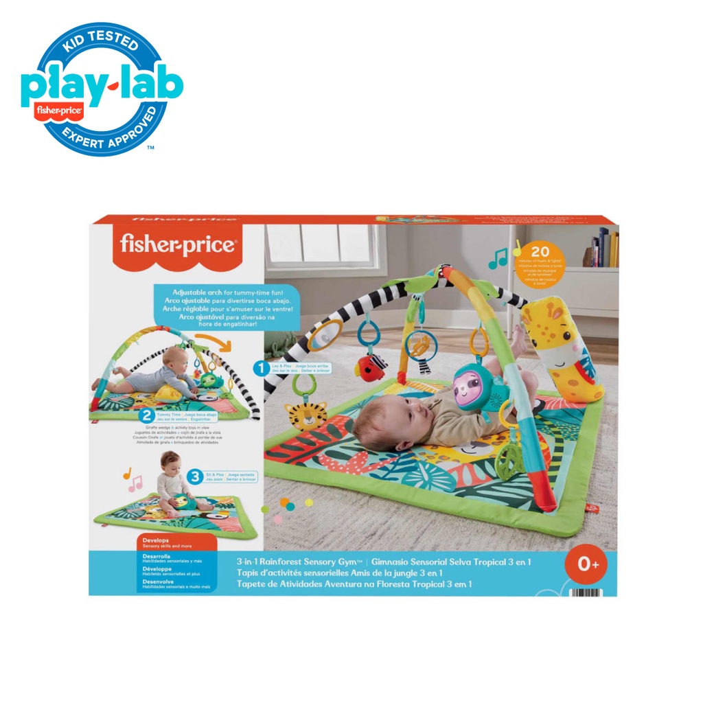 Fisher Price 3-In-1 Rainforest Sensory Gym Tummy Wedge - Matras Tidur Bermain Bayi